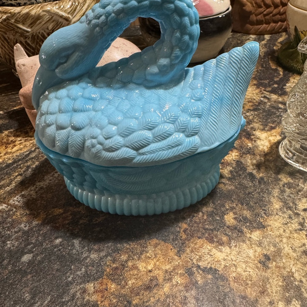 Blue Ceramic Swan Reptile Dish